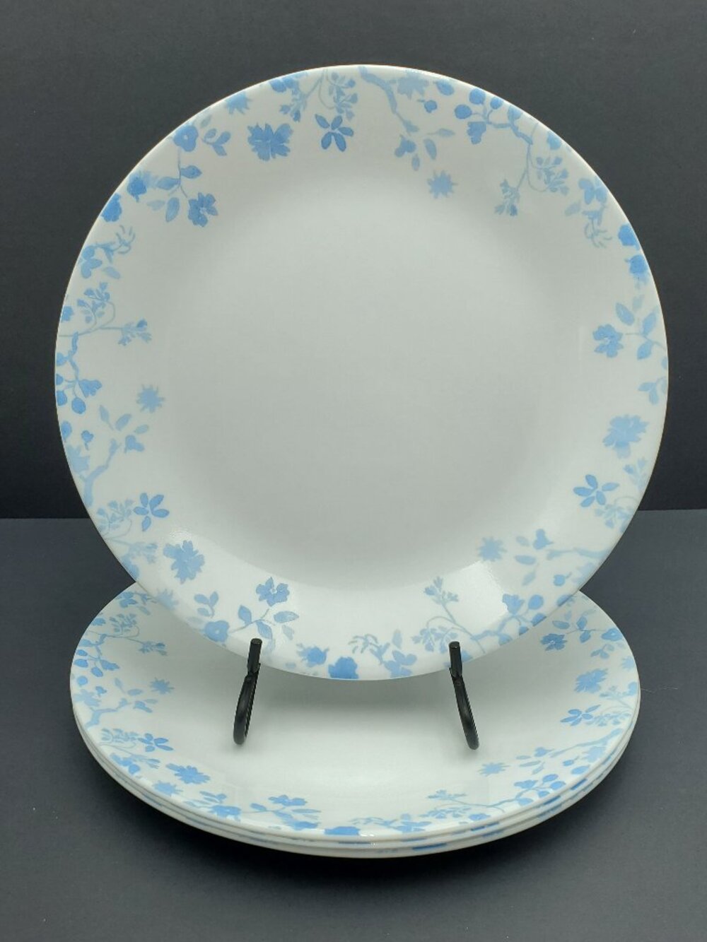 Corelle Garden Song Dinner Plates White Plates with Blue Floral Rim